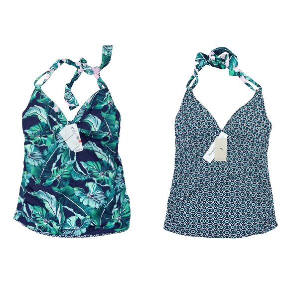 Tommy Bahama XS Reversible Breezy Palm Halter Wire-Free Swimwear Tankini Top NWT